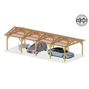 Abri 2 pentes Bois Douglas France Carport Auvent voiture 450x950cm H 250cm