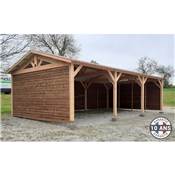 Abri 2 pentes Bois Douglas France Carport Auvent voiture 750x800cm H 250cm