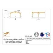 Abri 2 pentes Adossé Bois Douglas France Carport Auvent voiture 750x700cm H 250cm