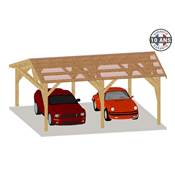 Abri 2 pentes Faitage Décalé Bois Douglas France Carport Auvent voiture 600x550cm H 250cm