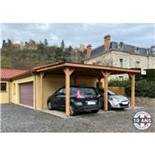 Abri Toit Plat Bois Douglas France Carport Auvent voiture 800x500cm H 250cm
