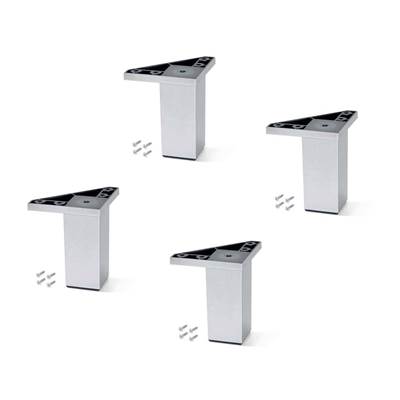 Lot 4 pieds meuble Alumix 1 haut. 100mm plastique chromé