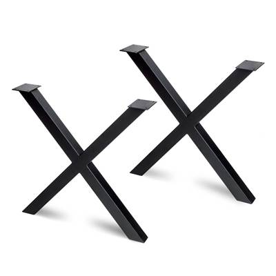 Jeu pieds Cross table larg. 695mm Acier noir