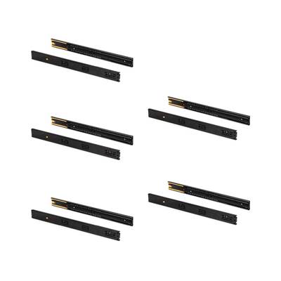 Lot 5 jeux Coulisses tiroirs roulement billes haut. 45mm prof. 350mm sortie totale  amortie Noir