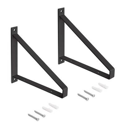 Jeu supports étagères bois Shelf forme triangulaire Acier noir
