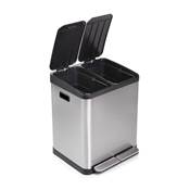 Bac tri sélectif a compartiments Recycle ouverture du couvercle par pédale 2x15L Acier inoxydable