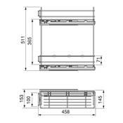 Porte-bouteilles latéral extractible fermeture amortie mod. 200mm Acier Chromé