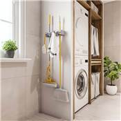 Porte balay Porte Mops 5 crochets 4 trous plastique Gris