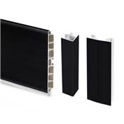 Lot 2 plinthes cuisine Plasline raccords haut. 100mm 2 profils long. 2.35m plastique Noir