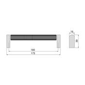 Lot 5 poignées meubles Bergen L173mm entraxe 160mm alu. noir