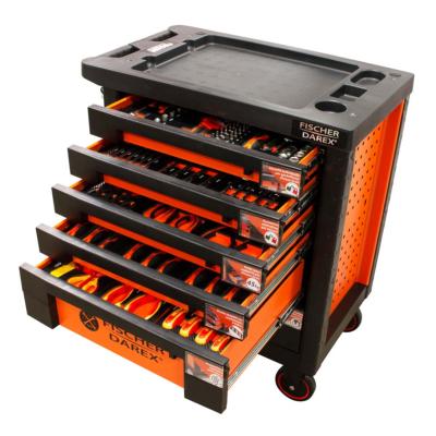 Servante d'atelier 6 tiroirs équipée 159 outils dans 15 modules