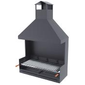 Barbecue charbon de bois 100 cm avec paravents et hotte