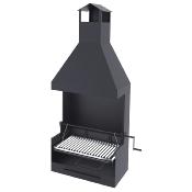 Barbecue charbon de bois 60 cm avec paravents, hotte et élévateur