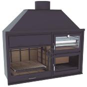 Grand Barbecue 90cm avec four plateau 60cm hauteur grille réglable