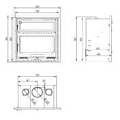 Insert à bois avec four 18kw vermiculite bûches 75cm sortie 200mm