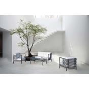 Salon de jardin 4 places anthracite blanc table basse rectangulaire 150cm