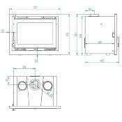 IT-170 FK - Insert à bois en acier, foyer fonte, verre sérigraphié, noir