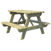 Table de pique-nique en bois traité autoclave,  Dim.90x89x56cm, âges 3 à 12 ans