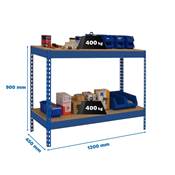 Table de travail en métal bleu bois charge 400 kgs dim.900x1200x450mm sans vis
