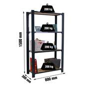 Étagère en métal anthracite osb 4 étagères 200 kgs dim.1500x800x300mm sans vis