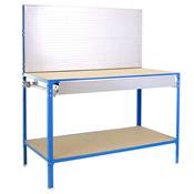 Établi bleu galvanisé bois étagères charge 220 kgs dim.1445x1210x610mm à visser