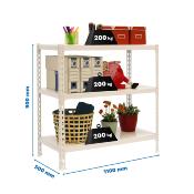 Étagère en métal blanc 3 étagères charge 200 kgs dim.900x1100x500mm sans vis