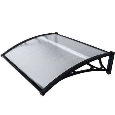 Marquise entrée arrondie noire polycarbonate 80x120cm 5mm