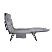 Lit de jardin transat pliant 190x63x28cm 120kg matelas gris