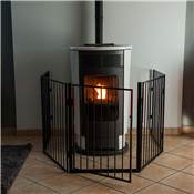 Barrière de sécurité barreaux métal 76x300cm 5 panneaux cheminée poêle noir