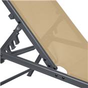 Transat réglable 5 positions 182x53x33,5cm 120kg tissus textilène crème