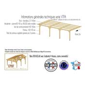 Abri carport Toit Plat Adossé, Bois DOUGLAS Français