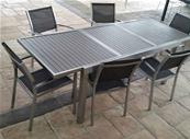 Table Corail extensible 225 cm en aluminium brossé, rallonge intégrée