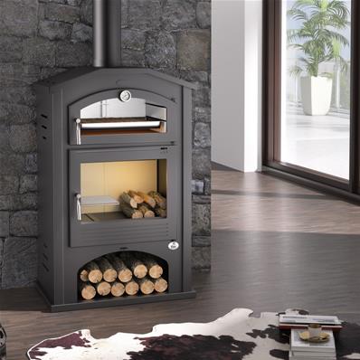 Poêle à bois en acier à double combustion 11.5 Kw 742x1166x525 mm