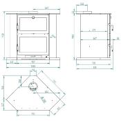 CH-9R - poêle à bois de coin en acier, four de face, dble combustion, noir