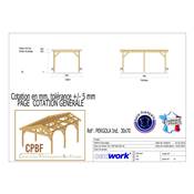 Pergola indépendante Bois Douglas France Carport-Auvent terrasse 700x300cm H 250cm