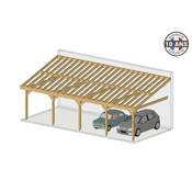 Abri 1 pente Adossé Bois Douglas France Carport Auvent voiture 400x1250cm H 250cm