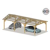 Abri 2 pentes Bois Douglas France Carport Auvent voiture 450x1050cm H 250cm