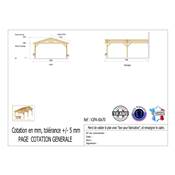 Abri 2 pentes Adossé Bois Douglas France Carport Auvent voiture 600x700cm H 250cm