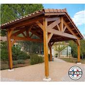 Abri 2 pentes Faitage Décalé Bois Douglas France Carport Auvent voiture 500x400cm H 250cm