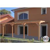 Abri Toit Plat Adossé Bois Douglas France Carport Auvent voiture 500x950cm H 250cm