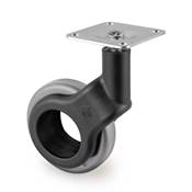 Lot 4 roulettes Hole 2 plétine montage diam. 60mm Acier plastique plastique gris