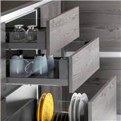 Tiroir ext. Vertex 40kg côtés verre 93mm haut 450mm prof. Acier alu. Verre Anthracite