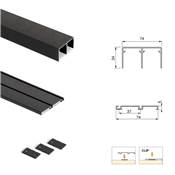 Kit quincaillerie armoire 2 portes couli. s f. souple Placard 74 poignée Sharp ép. 16mm Noir