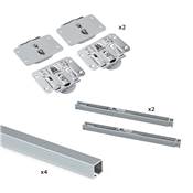 Kit ferrures 2 portes coulissantes armoire fermeture souple rails encastrés 2,35m Anodisé mat