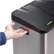 Bac tri sélectif a compartiments Recycle ouverture du couvercle par pédale 2x15L Acier inoxydable
