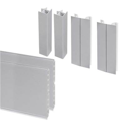 Lot 2 plinthes cuisine Plasline raccords haut. 100mm 2 profils long. 2.35m plastique Satin Anodisé