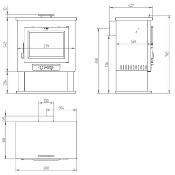 CH-1 - poêle à bois en acier, 11,2 à 15,1 Kw porte fonte, four et bûcher dble combustion