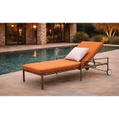 Bain de soleil 1 place 200x80x35cm marron terracota inclinable roulettes