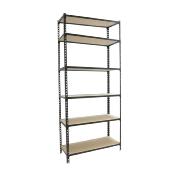 Étagère en métal anthracite bois 6 étagères 200 kgs dim.2500x1100x300mm sans vis
