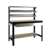 Établi métal anthracite bois capacité charge 400 kgs dim.1445x1210x610mm à visser